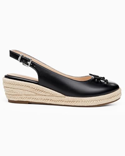 Image of Womens Closed Toe Espadrilles Wedges Shoes Platform Slingback Mid Low Heel Canvas Bow Dress Sandals
