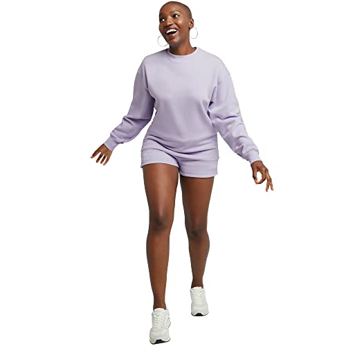 Hanes Originals Fleece, Midweight Sweatshirt For Women, Placed Flowers, Urban Lilac, Large #TOP24