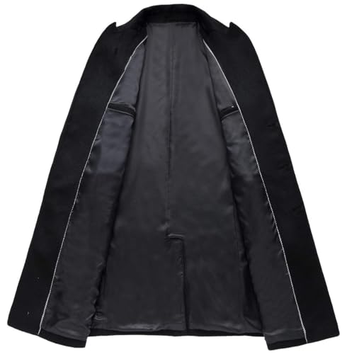 ebossy Men's Notched Lapel Wool Blend Coat Double Breasted Mid Long Overcoat with Pocket3