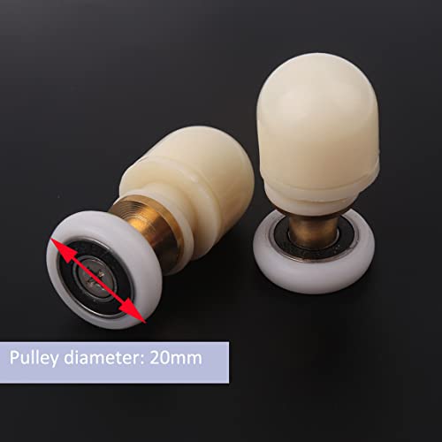ATOPLEE 8pcs Shower Door Rollers Replacement - Brass ABS Sliding Glass Shower Door Rollers Runners Pulleys for Bathroom,20mm - Image 2