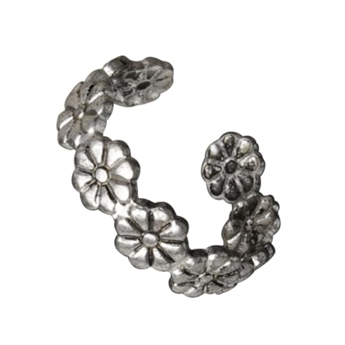GALPADA Vintage Adjustable Daisy Flower Toe Retro Carved Foot Jewelry for Women Antique Silver for Outfits and Beach Wear Elegant Floral Joint for Foot Accessories
