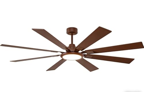 Image of TCL Ceiling Fans with Lights and Remote: 8 Blades, Quiet Reversible DC Motor, Dimmable Super Bright LED, Noiseless Large Modern Fan for Room, Outdoor, Commercial and Industrial Use (Brown, 62 Inch)