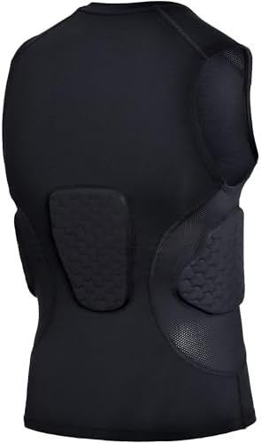 COOLOMG Youth Padded Football Shirt Chest Rib Protector Detail