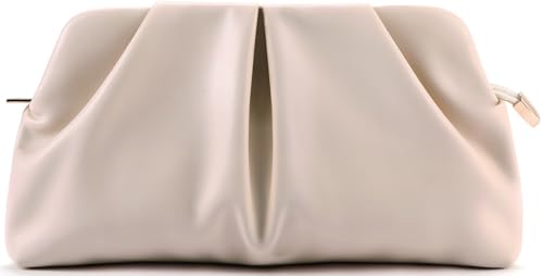 Image of Women Clutch Bag Dressy Formal Handbag Pleated PU Clutch Purse Detachable Chain