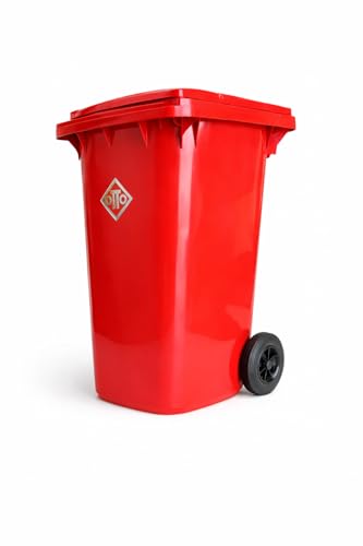 Image of OTTO Plastic Manual-Lift Garbage Waste Dustbin with Wheels 240 Ltr Red