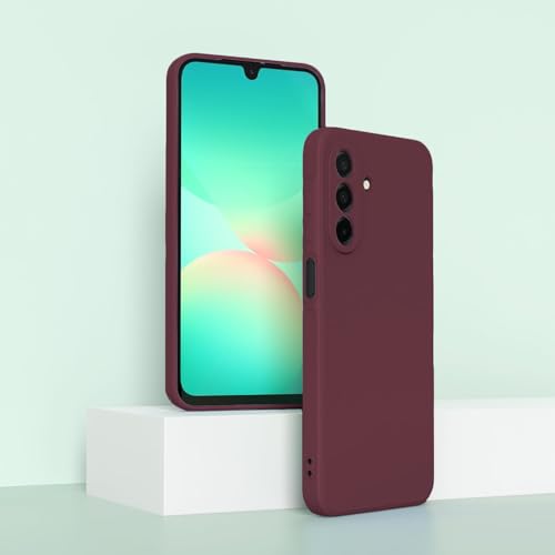Image of DIZORO Microfiber Candy Case for Samsung A26 5G Smooth Touch Cushion Liquid Soft Silicone Gel Rubber Phone Cases Non-Slip Full Body Protective Shockproof Back Cover (Wine)
