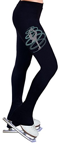 NY2 SPORTSWEAR Figure Skating Practice Pants with Rhinestones R254AQ (Aqua, Adult Large)