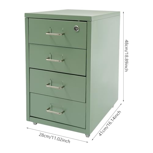 Image of 4 Drawer File Cabinet with Lock Steel Mobile Filing Cabinet for Office Home