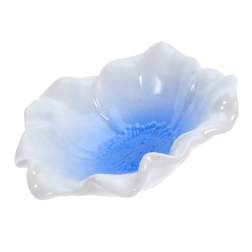 JECOMPRIS Vide-Poches en Céramique à Motif Floral Dégradé Bleu Plateau de Rangement pour Bijoux Organisateur Petit Porte-Boucles D’Oreilles et Bracelets Coupelle Décorative pour Table de