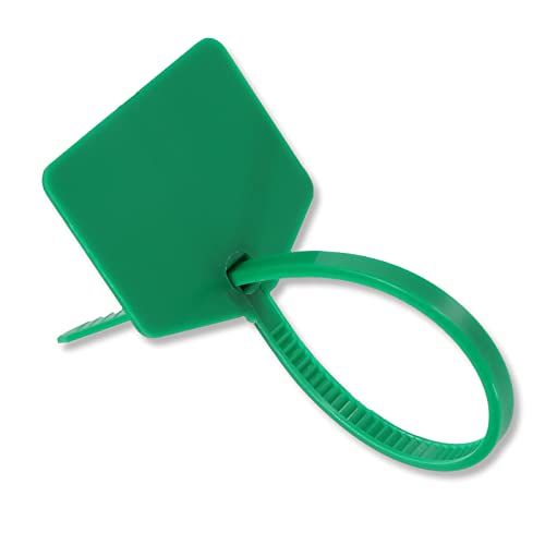 Image of Waterproof Shipping Tags - Self Locking Nylon Writable Marker Ties for Luggage Identification, Plastic Straps Label Mark, Seal Zip Tie for Labeling - 100pcs (Green)
