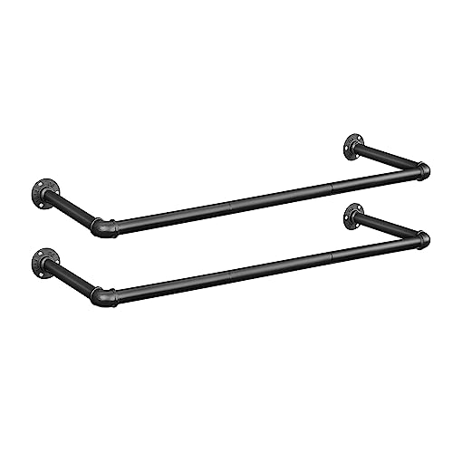SONGMICS HSR67BK02 - Perchero de pared industrial para ahorrar espacio, 92 x 30 x 7,5...