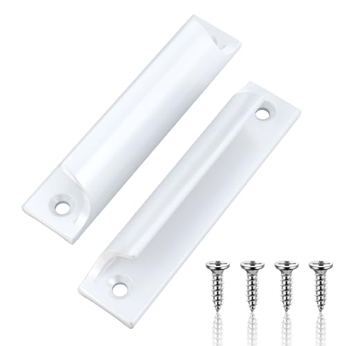 AwmnSrman Balkontürgriff Außen 2 Stück - Pulverbeschichtetes Aluminium Weiß mit M4 Schrauben (76mm Lochabstand) für Balkontüren Fliegengitter und Fenster