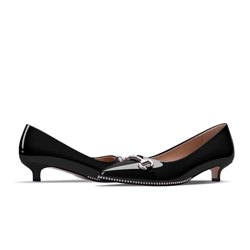 Women's Kitten Heels Pumps Pointed Closed Toe Slip On Dress Shoes 5