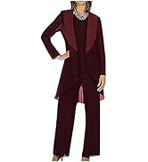 Mi Bo Tong 3 PC Chiffon Mother's Outfit Pants Suits for Wedding Plus Size Women's Evening Gowns D...