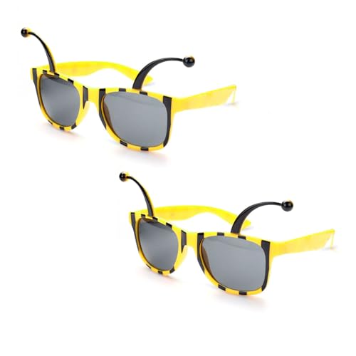 XNIVUIS 2 Piezas Gafas con Antenas Gafas De Sol De Fiesta Gafas de Sol de Fiesta de Novedad Gafas de Animal Gafas Divertidas Apoyos de Foto para Fiesta de Cumpleaños, Carnaval (Negro+Amarillo)