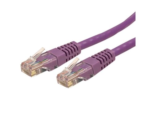 Image of StarTech 20ft CAT6 Ethernet Cable - Purple CAT 6 Gigabit Ethernet Wire -250Mhz 100W PoE RJ45 UTP Molded Network Patch Cord with Strain Relief (C6PATCH20PL) | 250MHz bandwidth, Gold-plated RJ45, Patch Cable, Ethernet Cord, UTP Molded Network, Strain Relief, 10Gbps speeds