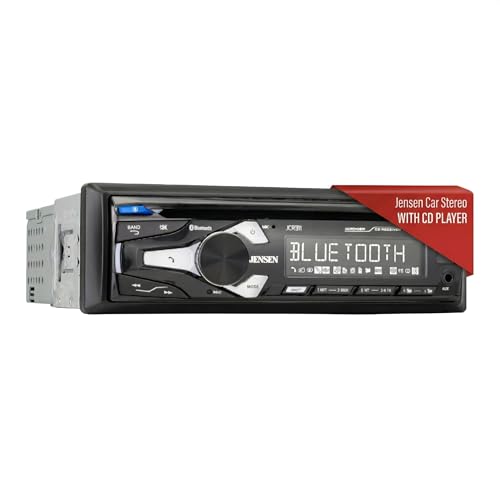 Jensen JCR311 10-Character LCD Single DIN Car Stereo with CD Player | Bluetooth Hands Free Calling & Music Streaming | Push to Talk Assistant | AM/FM Radio...