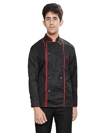 fabuniforms FAB UNIFORMS Black Chef Coat with Contrast Red Piping (38)-picture-25