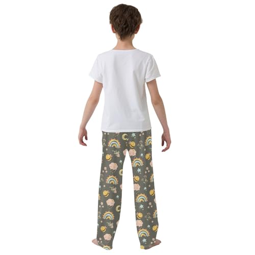 Bee Floral Rainbow Boys Long Pants Soft Trousers Elastic Waist Kids Lounge Bottoms with Pockets S-XL3