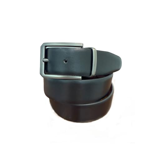 Executive Leather Belt, Reversible Black and Dark Brown, 35mm Width, Chrome Twist Buckle