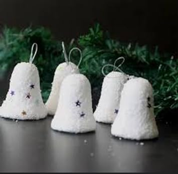 Foam Snowy Hanging Bells for Christmas Tree Decorations, Pack of 6 pcs