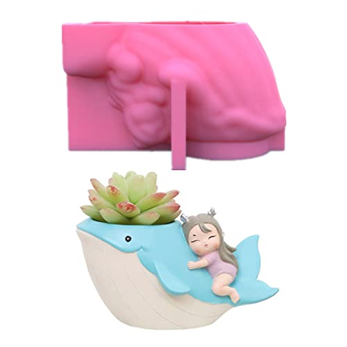 Whale Flower Pot Silicone Mold Home Ornaments Succulents Planter Mold Concrete Pen Holder Mold for Making Craft