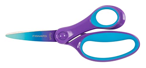 Fiskars Kinderschere, Schere für große Kinder im Alter von 8 - 11 Jahren, Rechtshändig, SoftGrip, Länge: 15 cm, Ombré-Optik, Violett, 1067852
