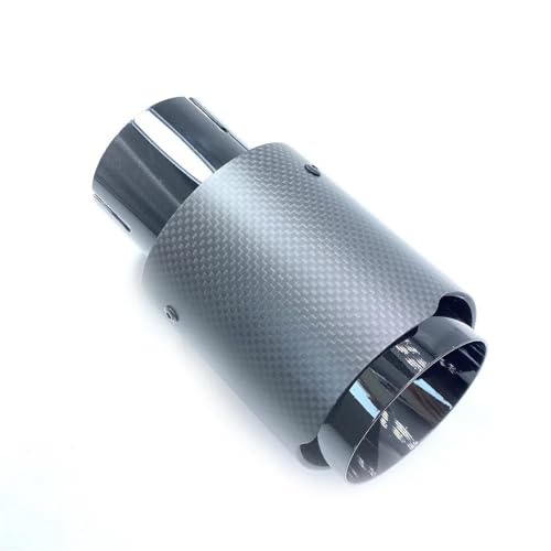 Silenciador tubo de escape de coche con brida recta y salida de carbono mate negro de 76 mm 5