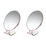 minkissy 2pcs Dormitory X Portable Handle Desktop Women Magnifier Vanity Round Makeup Gold Double Ha