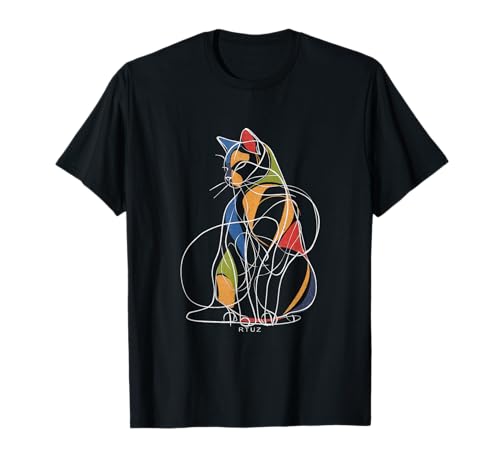 Minimalistische Cat Outline One-Line Minimalismus Katze T-Shirt