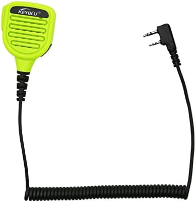 KEYBLU Waterproof Shoulder Speaker Mic 2 Pin Two Way Radio Microphone with 3.5mm Audio Jack Compatible with BaoFeng UV-5R, BTECH, Kenwood, Retevis Radios walkie Talkie (for Kenwood, Green)