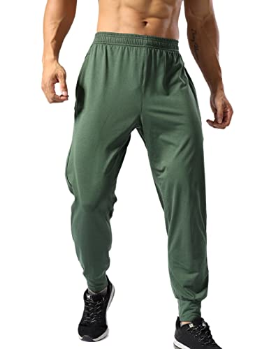 palglg Hombres Fitness Deporte cónico Pantalones Gimnasio Ejercicio Bolsillos Pants Verde L