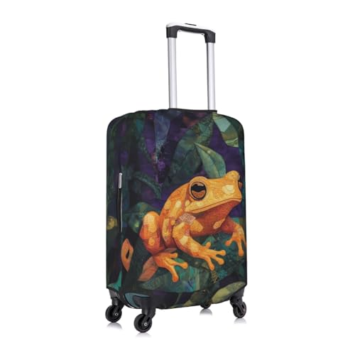 orange toad green leaves Elastic Travel Luggage Cover Travel Suitcase Protective Cover3