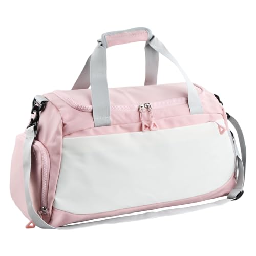 Bolso de Gimnasio Mujer Hombre, Bolsa Deporte Gimnasio, con Compartimento de Zapatos y Pocket Wet, Ligera e Impermeable, Gym Duffle Bag Women Men (Rosa)