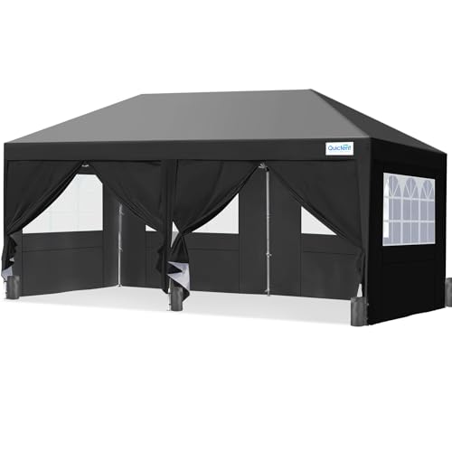 Quictent 10x20ft Pop up Canopy Tent Party Tent Outdoor Event Gazebo Waterproof with Roller Bag and 6 Sidewalls