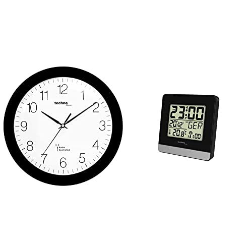 Technoline, WT 8000 Funk-Wanduhr, Ø 30cm, Schwarz & Funkwecker WT 260, 79 x 79 x 30 mm