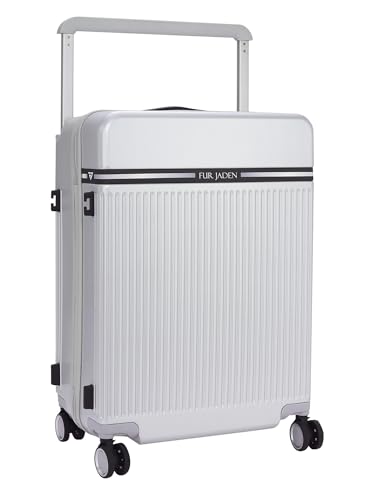 Image of FUR JADEN The Aviator 65cm German Polycarbonate Travel Luggage Check-in Suitcase with 8 StealthTech Silent Shock Absorbing Wheels, TSA Lock & Aerospace Grade Wide Handle (Starry Silver, Check-in 24 inch)