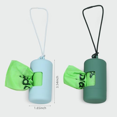Image of Dog Poop Bag Holder, Smooth Dispensing Poop Bag Holders for Leashes,Poop Bags Dispenser for Dogs,Lightweight Plastic Dispenser with Elastic Loop (only green holder)