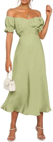 KIRUNDO Women's 2026 Spring Summer Satin Wedding Guest Midi Dress Off The Shoulder Wrap Party Cocktail Formal Prom Dresses