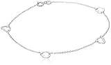Women's Open Heart Station Anklet, Sterling Silver, 9.5