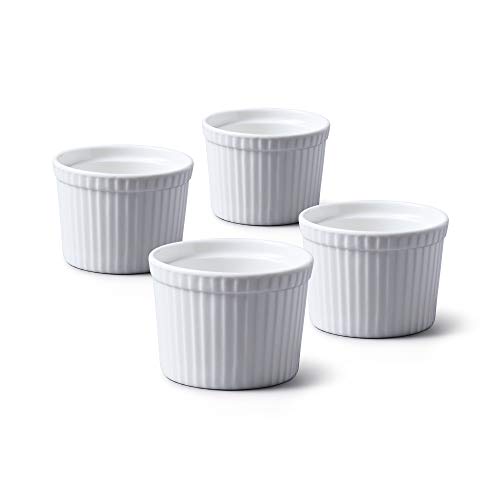 WM Bartleet & Sons 1750 TSET47 Set of 4 Traditional Porcelain Deep Ramekins 7cm Diameter– White