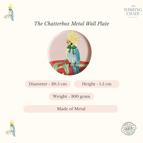 Image of The Wishing Chair The Chatterbox Metal Wall Plate | Decorative Iron Wall Art with Colorful Bird Design | Elegant Oval Wall Hanging Decor for Living Room, Bedroom, Hallway & Office