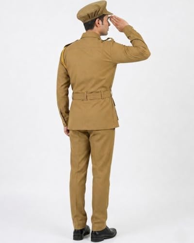 Image of BookMyCostume Cotton Police Community Helper Kids Fancy Dress Costume Adults S-M, Light Brown