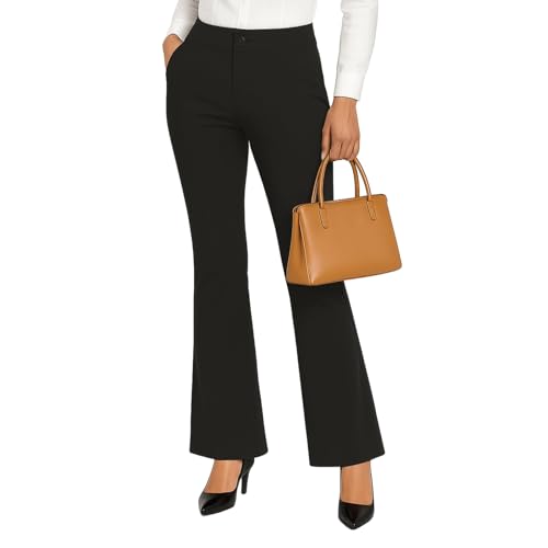 Bootcut Dress Pants for Women Casual Business High Waisted Stretchy Trousers Office Work Pants with Pockets