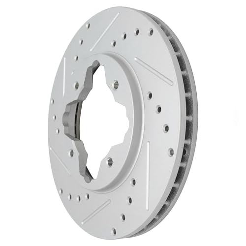 Image of Detroit Axle - Front Brake Kit for 1990-1997 Honda Accord | Drilled and Slotted Disc Brake Rotors Ceramic Brake Pads 1991 1992 1993 1994 1995 1996 Replacement