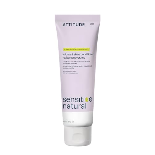 Image of ATTITUDE Hair Conditioner for Sensitive Dry Scalp, For Thin Hair, Soothing Oat, Naturally Derived Ingredients, Dermatologically Tested, Vegan Detangler, Volume and Shine, 8 Fl Oz