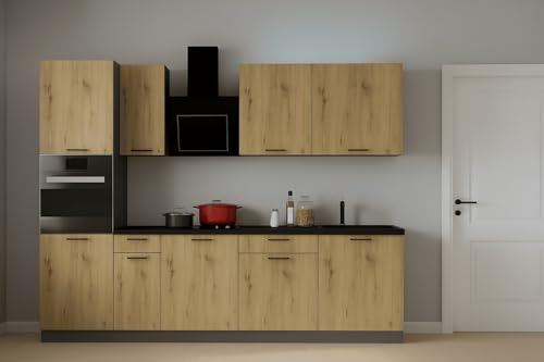 Genérico Muebles de Cocina Completa 280 cms Muebles Color Roble Madera Torre Horno ref-207A