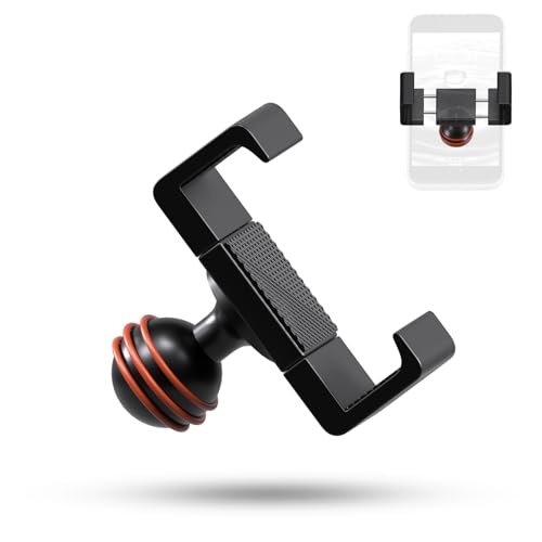 Image of Aluminum Phone Mount with 1 inch Ball Head - Compatible with RAM Mounts B Size | Motorcycle /Bike /UTV Phone Holder for 1.9 inch-3.6 inch Smartphones, Anti-Vibration & Anti-Drop, Durable Alloy Clip