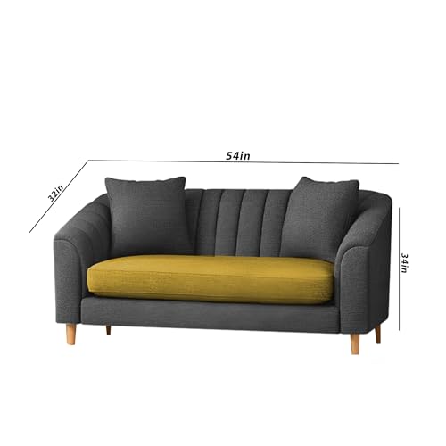 Image of Doraldo 3 + 2 Seater Sofa Set for Living Room (Black Yellow) Premium Fabric Sofa
