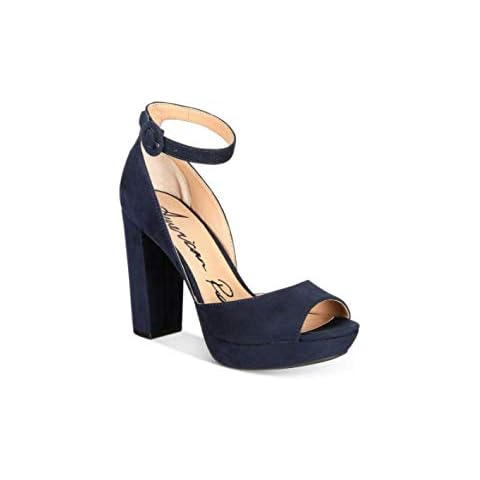 American Rag Womens Reeta Fabric Peep Toe Ankle Strap, Navy Micro, Size 6.5 US / 4.5 UK US Cover